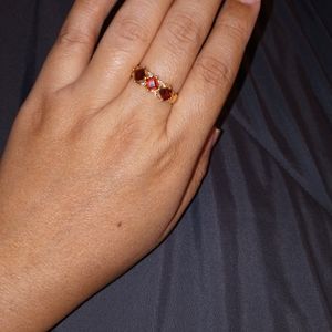 3 Stone Garnet Ring
